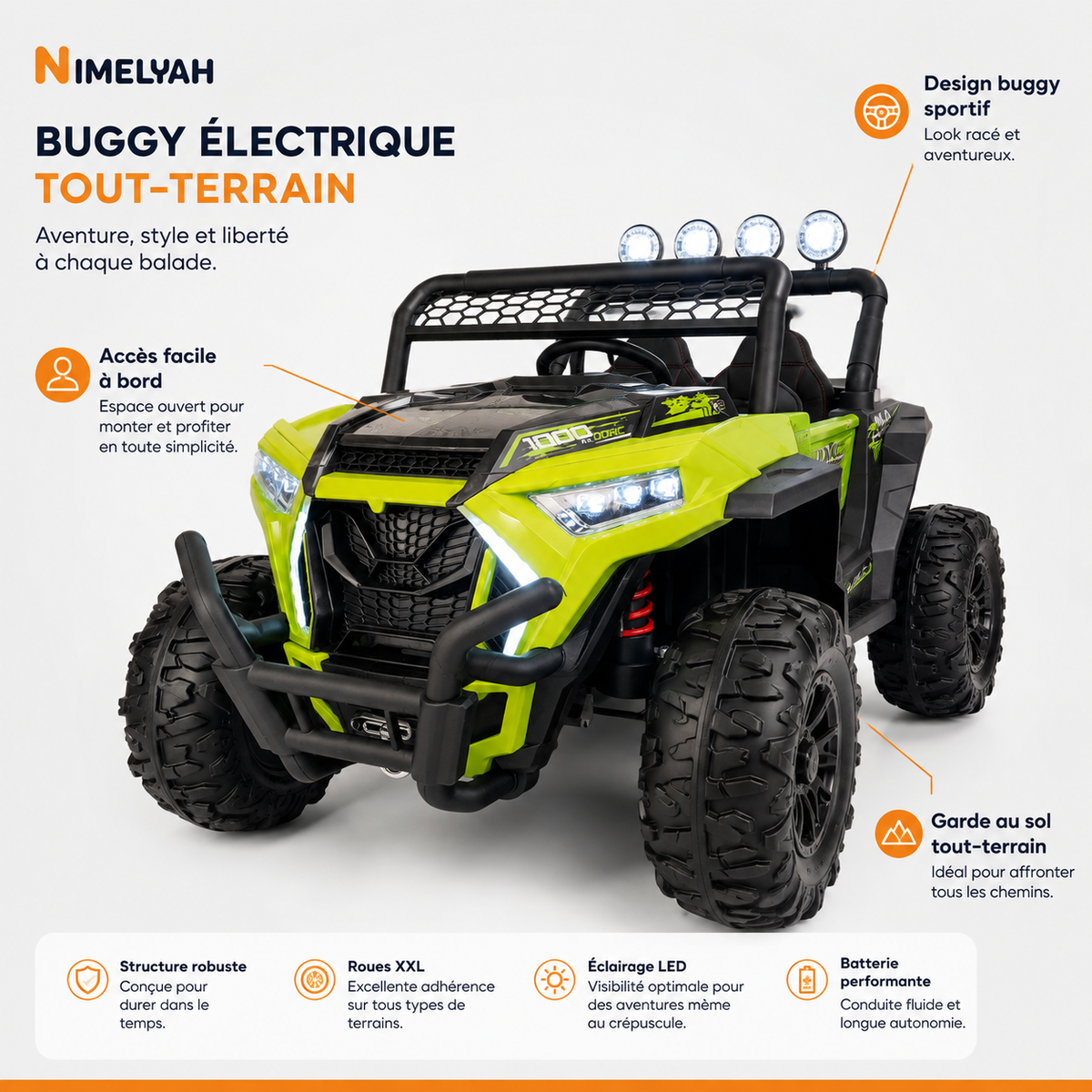 Buggy électrique enfant 12 V vert – Trail Rider