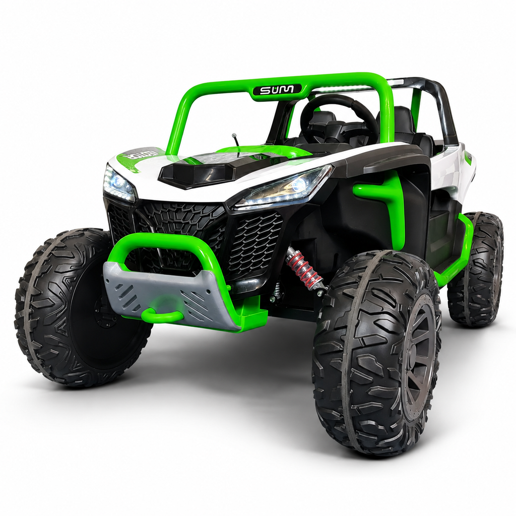 Buggy électrique enfant 24 V 2 places blanc / vert – Trail Rider Pro