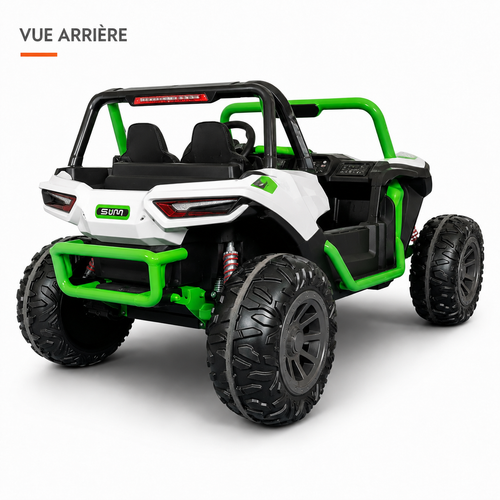 Buggy électrique enfant 24 V 2 places blanc / vert – Trail Rider Pro