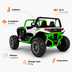 Buggy électrique enfant 24 V 2 places blanc / vert – Trail Rider Pro