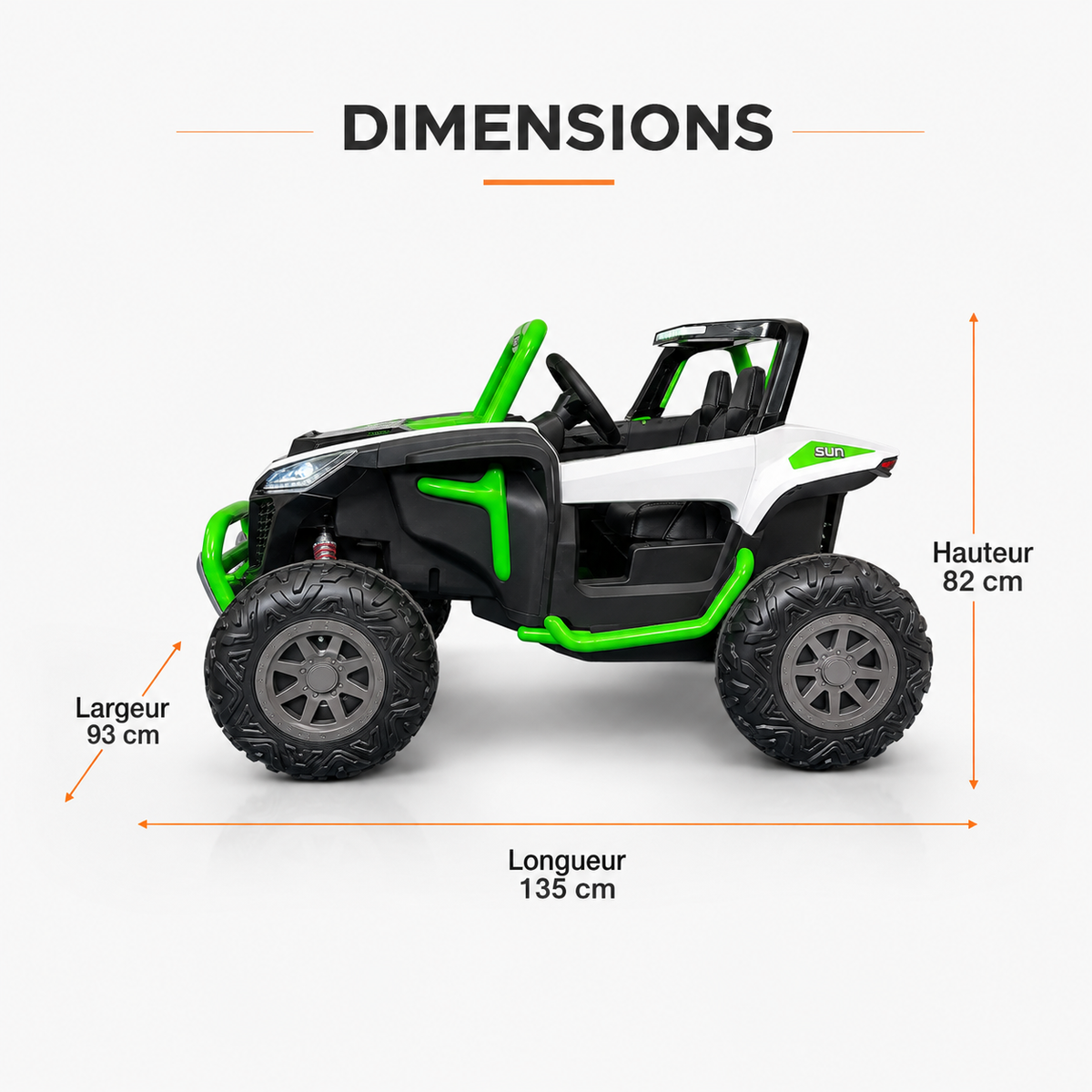 Buggy électrique enfant 24 V 2 places blanc / vert – Trail Rider Pro