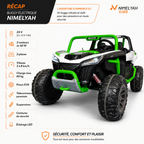 Buggy électrique enfant 24 V 2 places blanc / vert – Trail Rider Pro