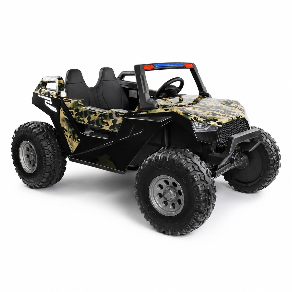 Buggy électrique enfant 24 V avec 4 moteurs camouflage vert – Trail Rider Pro