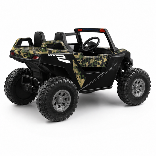 Buggy électrique enfant 24 V avec 4 moteurs camouflage vert – Trail Rider Pro