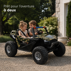 Buggy électrique enfant 24 V avec 4 moteurs camouflage vert – Trail Rider Pro