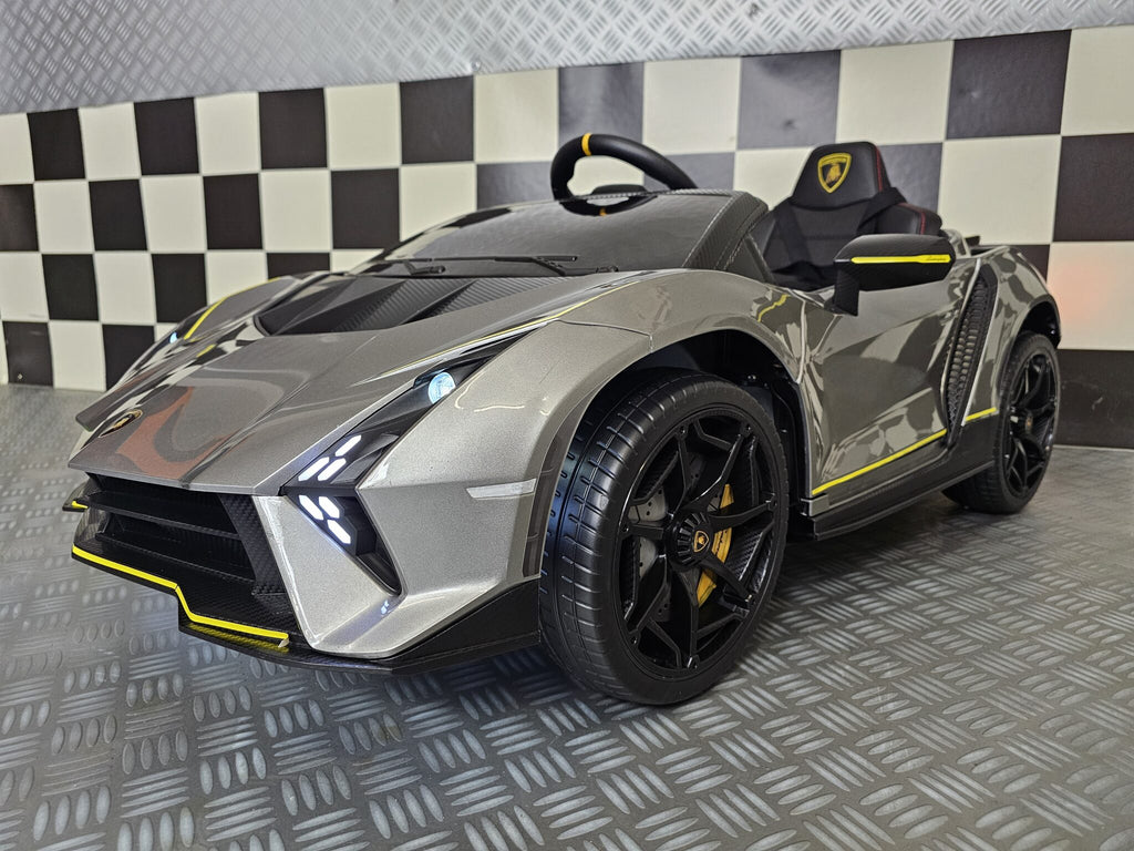 Voiture électrique enfant Lamborghini Auténtica 12 V gris métallisé – Racing Star – vue 2