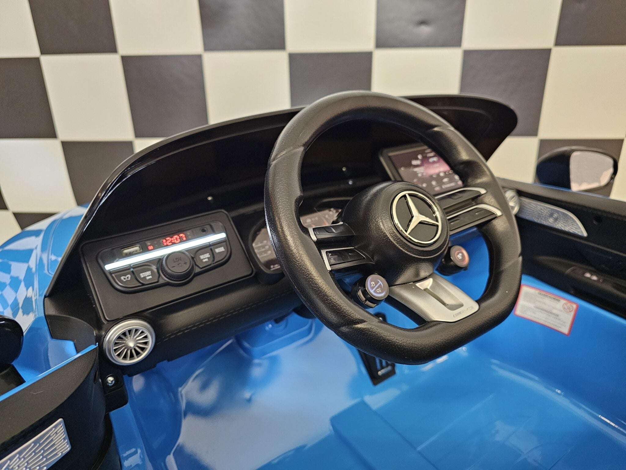 Voiture électrique enfant Mercedes SL63 12 V bleu métallisé – Urban Rider – vue 8