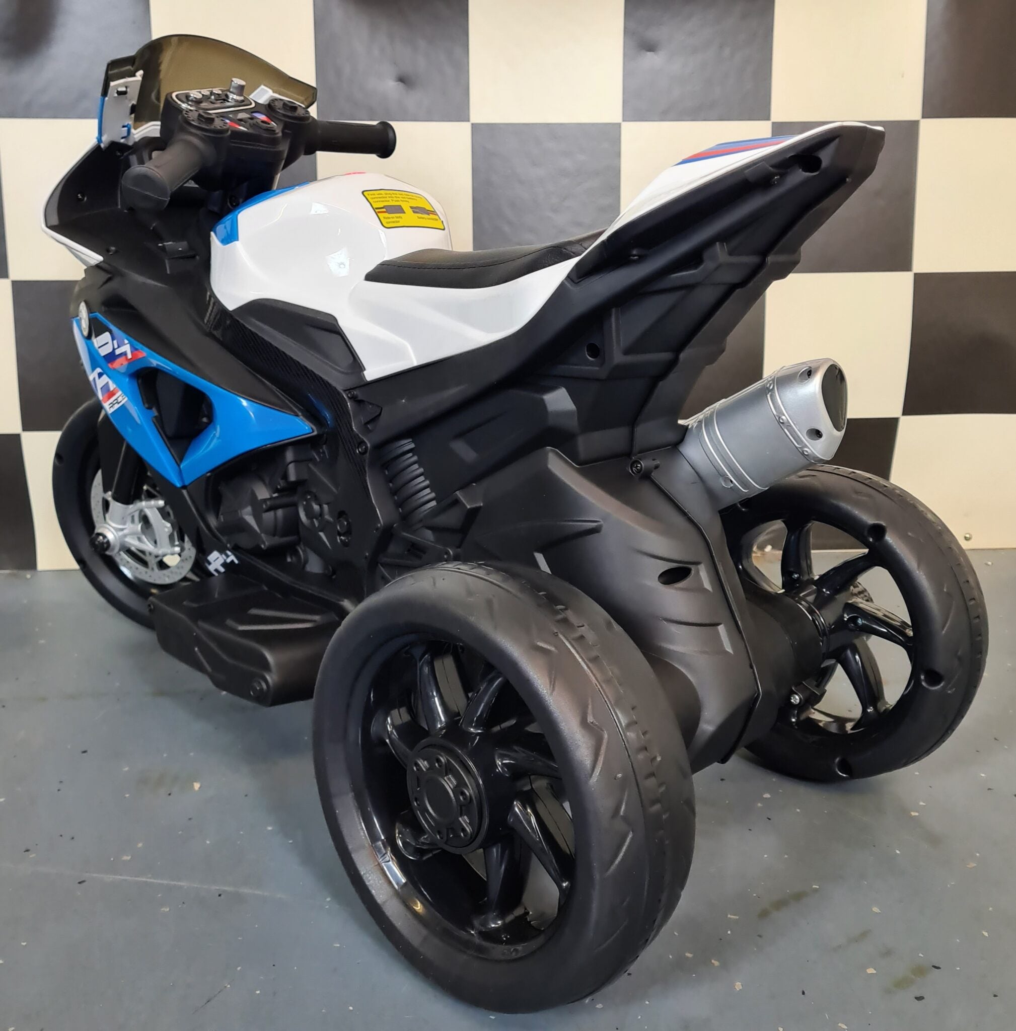Voiture électrique enfant Mini BMW HP4 trike bleu 12 V – Street Rider – vue 5