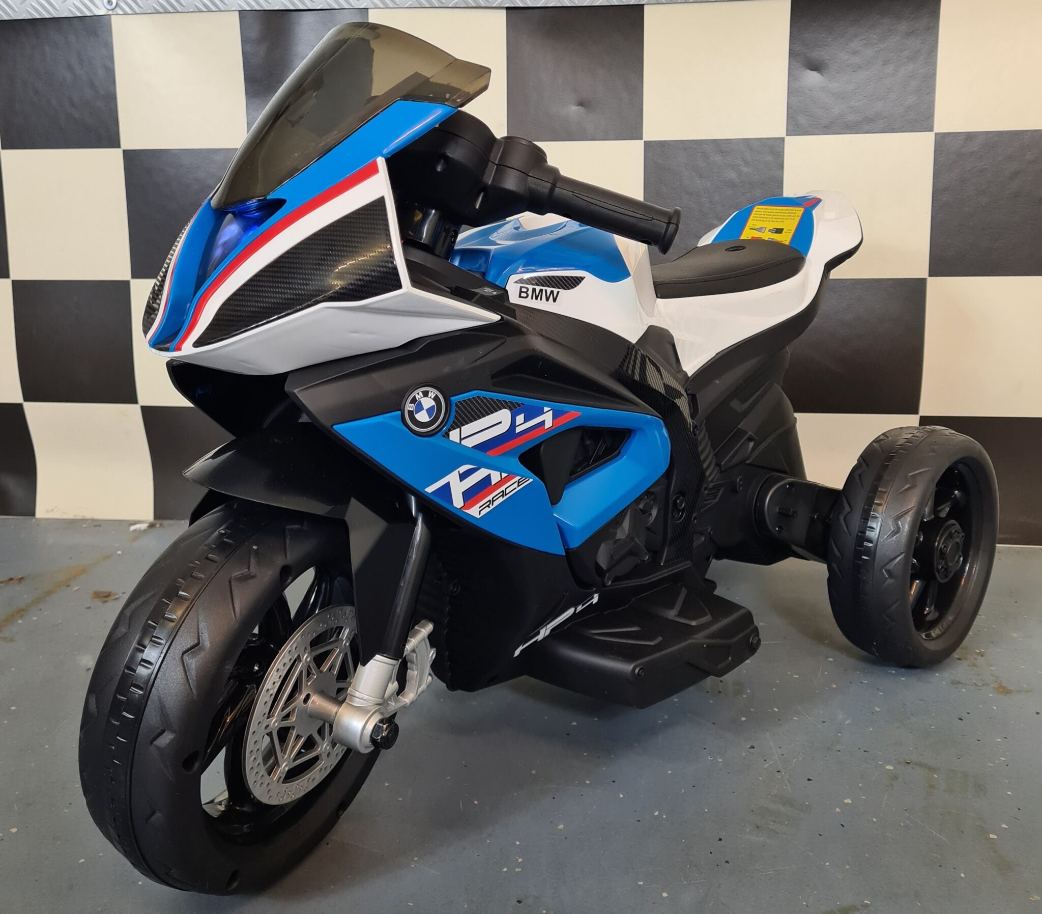 Voiture électrique enfant Mini BMW HP4 trike bleu 12 V – Street Rider – vue 3