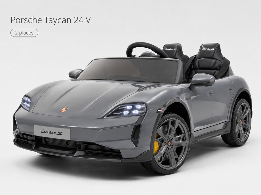 Voiture électrique enfant Porsche Taycan 2 places 24 V gris – Racing Star Pro