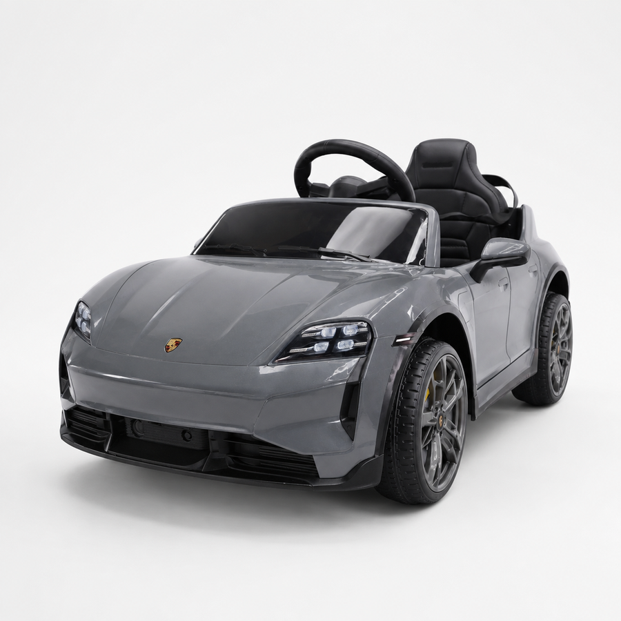 Voiture électrique enfant Porsche Taycan 1 place 12 V gris – Racing Star