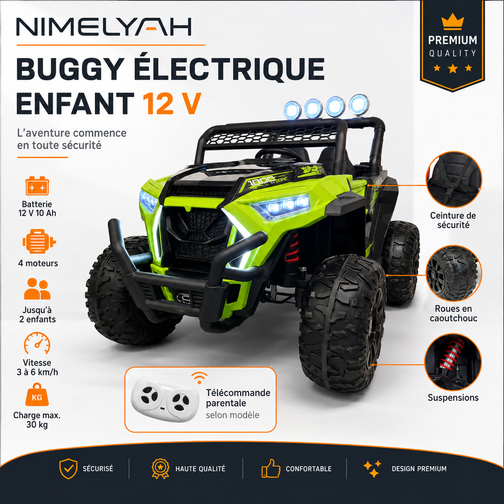 Buggy électrique enfant 12 V vert – Trail Rider