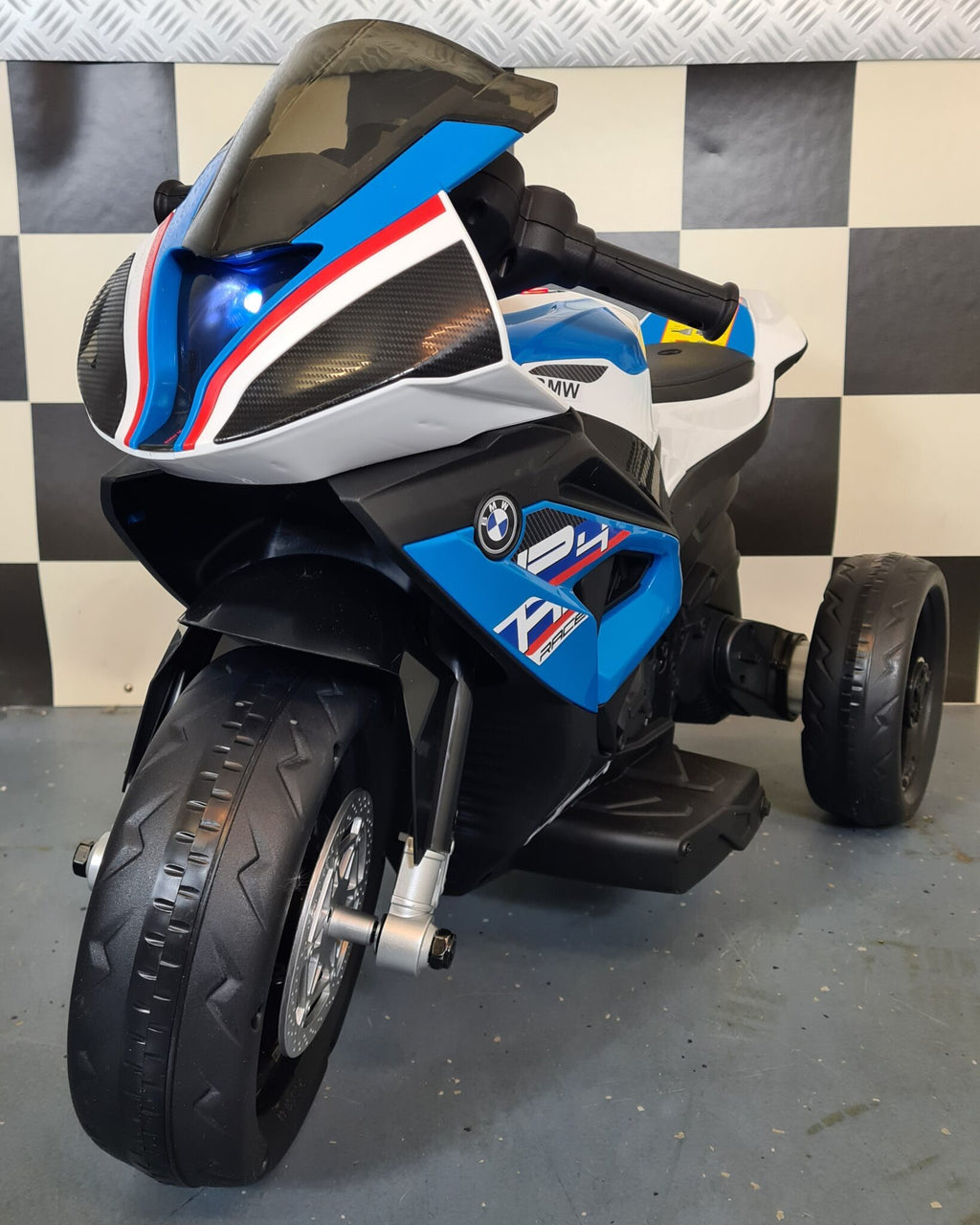 Voiture électrique enfant Mini BMW HP4 trike bleu 12 V – Street Rider