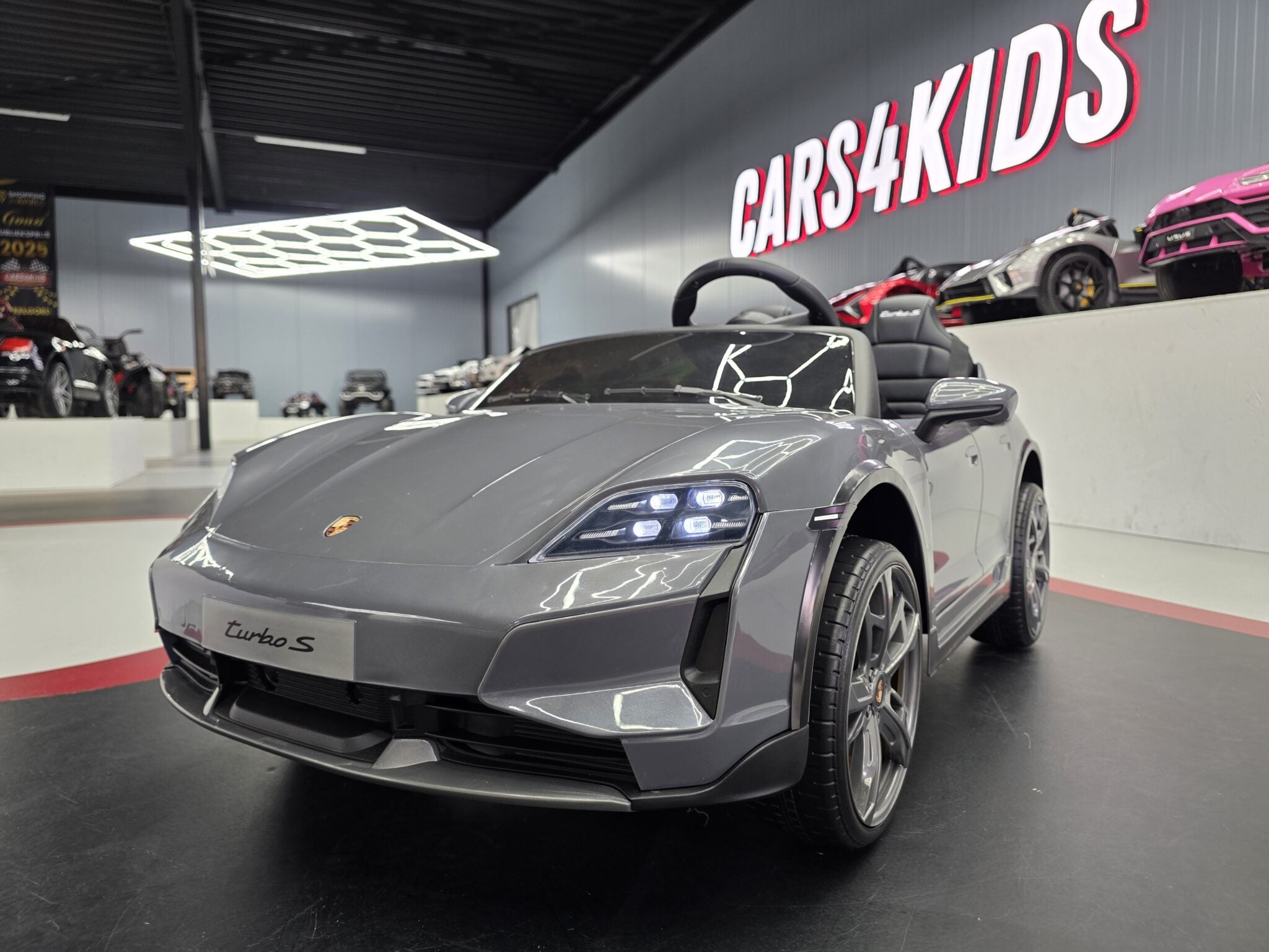 Voiture électrique enfant Porsche Taycan 2 places 24 V gris – Racing Star Pro