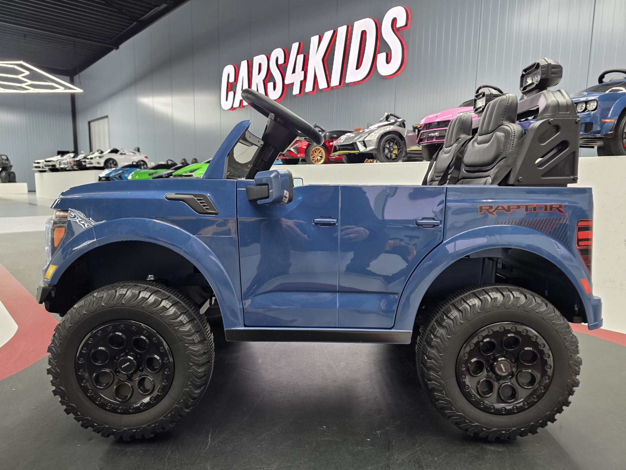 Voiture électrique enfant Ford Raptor 2 places 24 V bleu – Adventure Rider Pro – vue 3