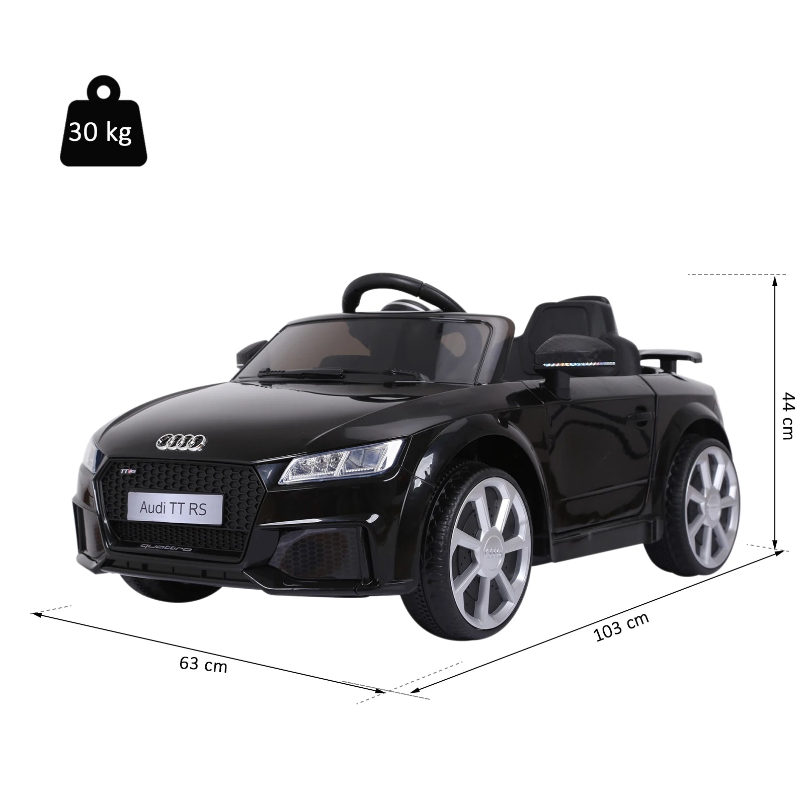 Homcom Electric Car for Children 3+ Years Old Audi Tt Electric Children's Car 12V with Speed 3 Km/H Remote Control 102X60X44 cm
