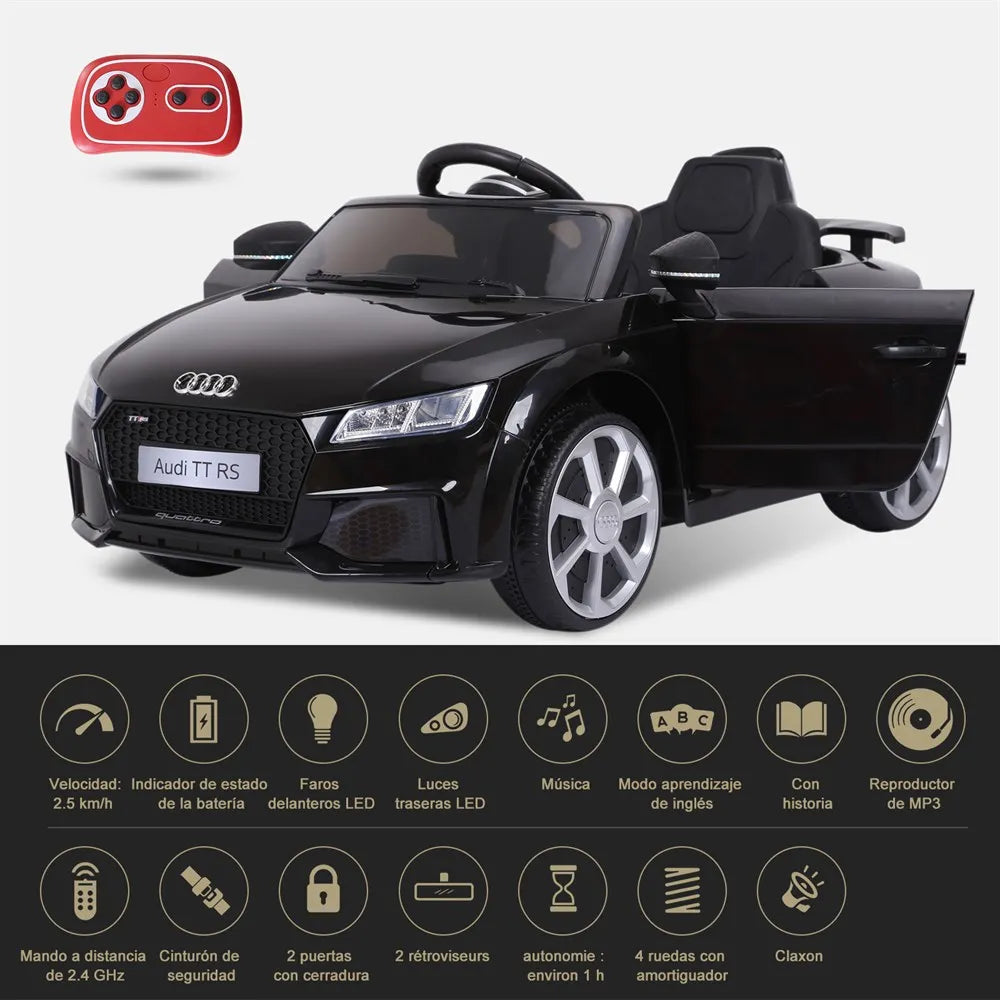Homcom Electric Car for Children 3+ Years Old Audi Tt Electric Children's Car 12V with Speed 3 Km/H Remote Control 102X60X44 cm