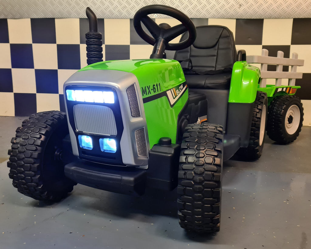 Tracteur électrique enfant 12 V avec remorque et RC vert – Little Farmer