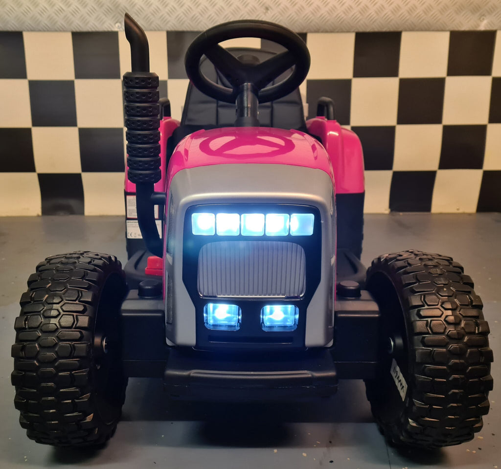 Tracteur électrique enfant 12 V avec remorque rose – Little Farmer – vue 3