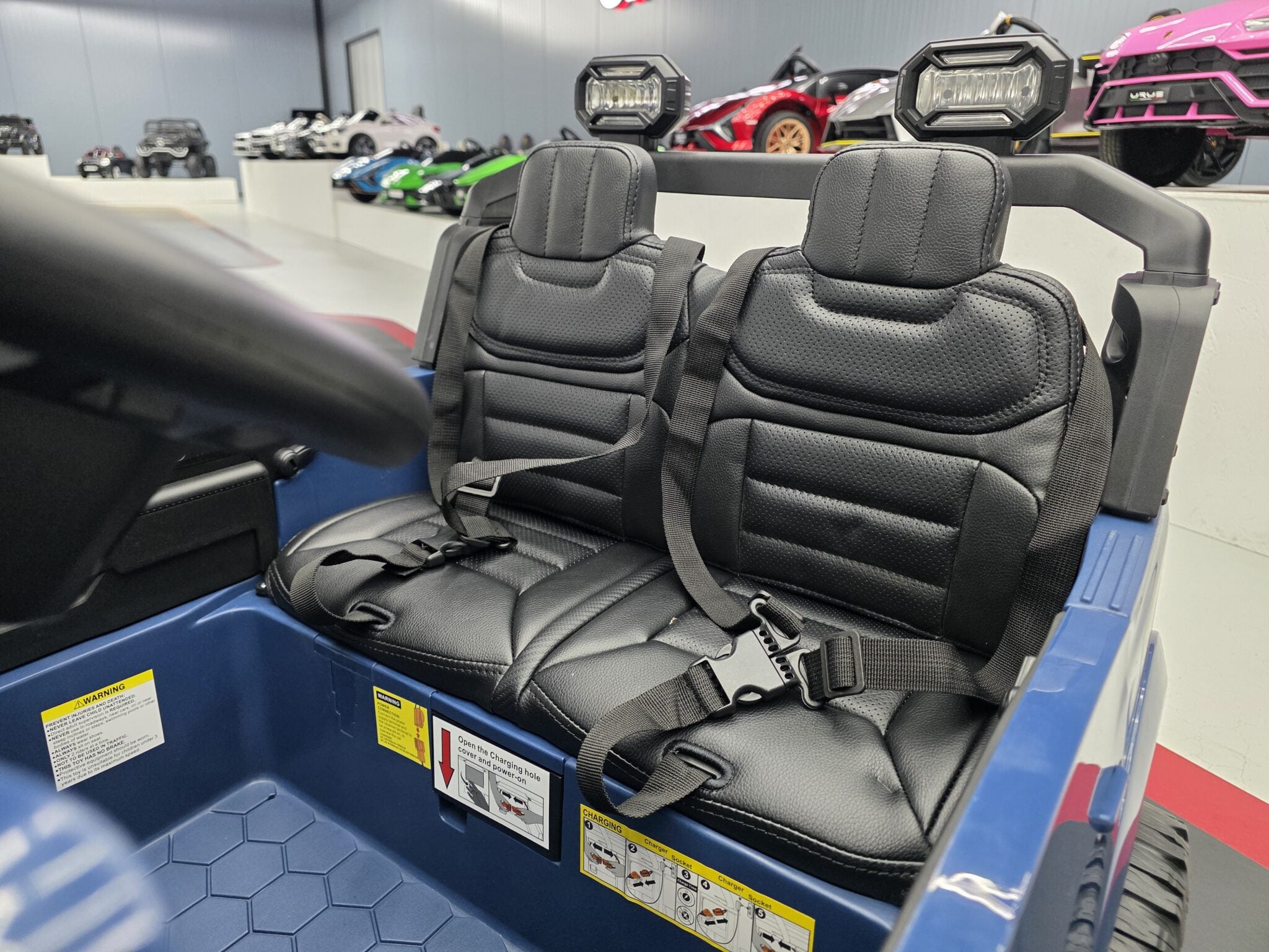 Voiture électrique enfant Ford Raptor 2 places 24 V bleu – Adventure Rider Pro – vue 8