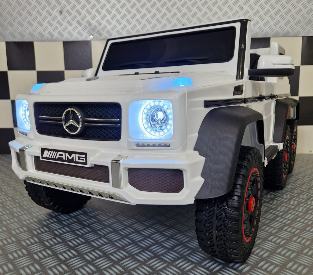 Voiture électrique enfant Mercedes G63 6x6 AMG 1 place blanc – Adventure Rider