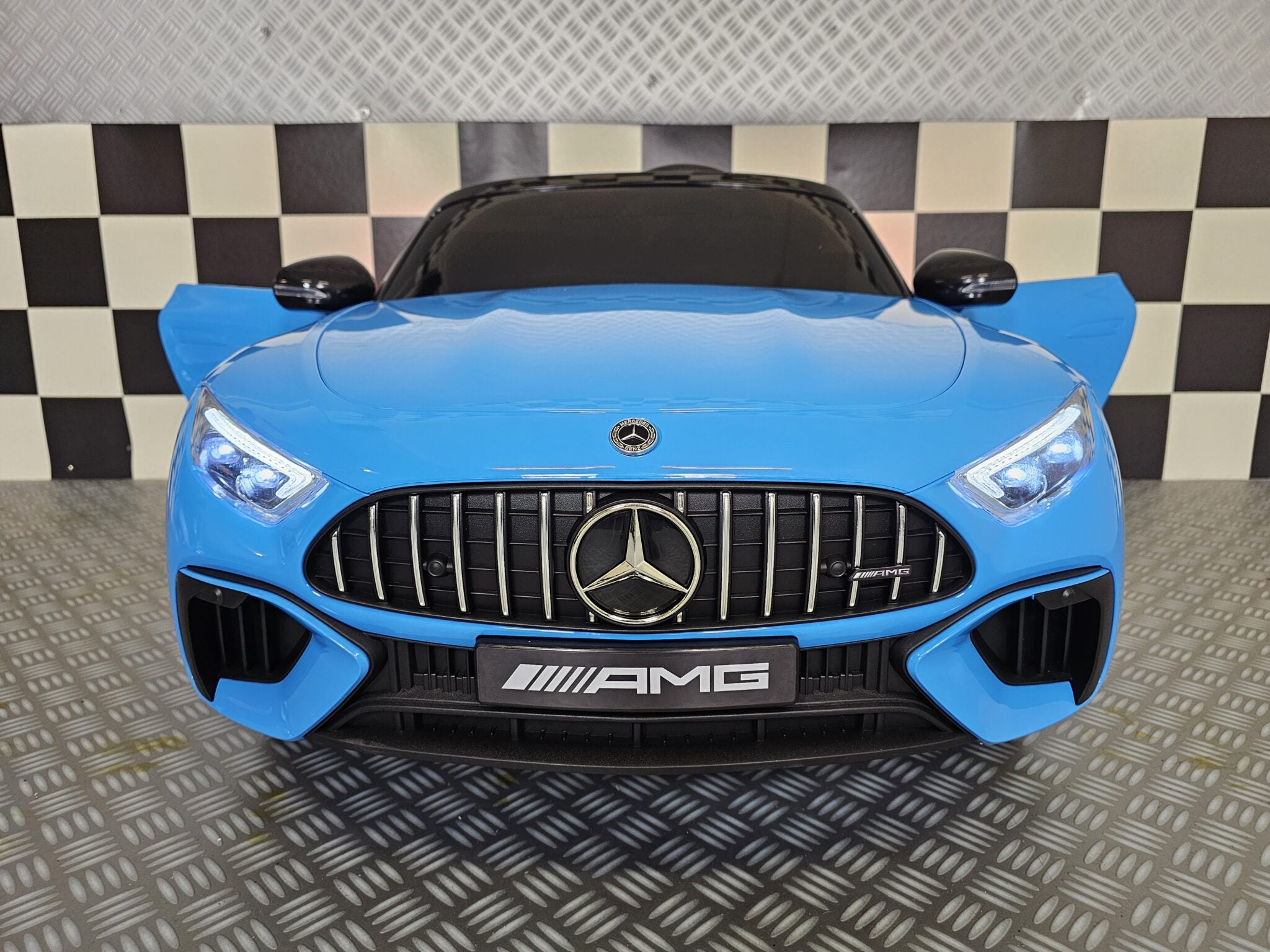 Voiture électrique enfant Mercedes SL63 12 V bleu métallisé – Urban Rider – vue 3