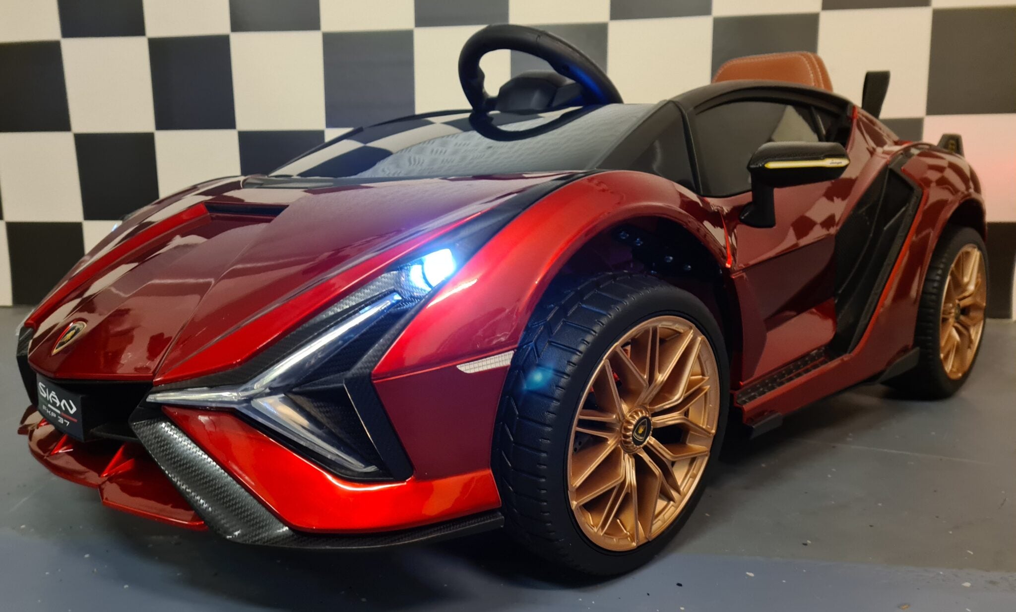 Voiture électrique enfant Lamborghini Sian 12 V métallisé rouge – Racing Star – vue 2