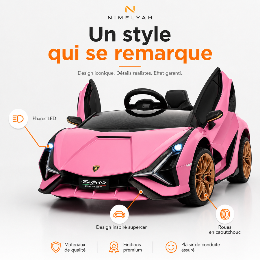 Voiture électrique enfant Lamborghini Sian rose – Racing Star