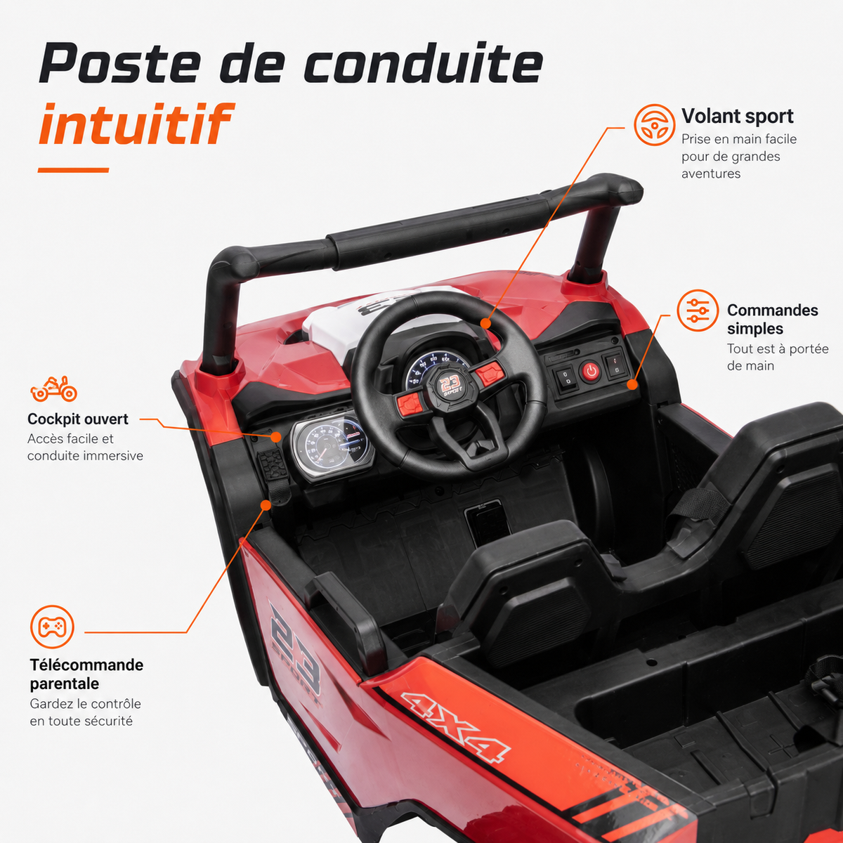 Buggy électrique enfant Patrol 24 V rouge – Trail Rider Pro