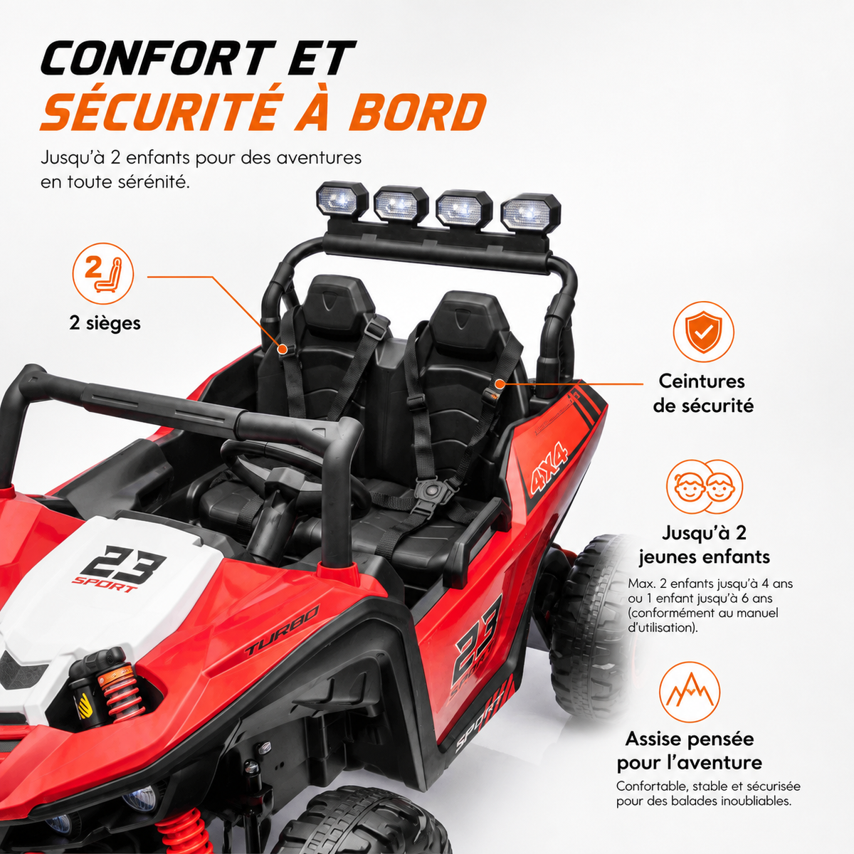 Buggy électrique enfant Patrol 24 V rouge – Trail Rider Pro