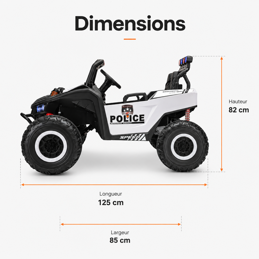 Buggy électrique enfant Police Patrol 24 V – Trail Rider Pro