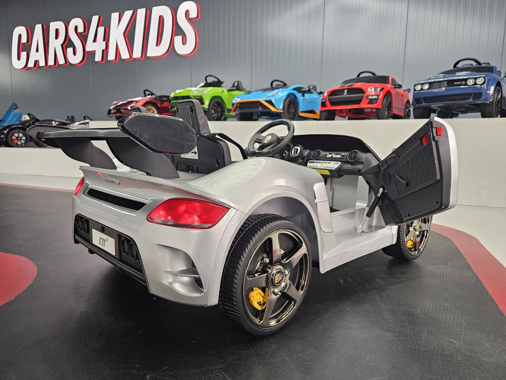 Voiture électrique enfant Porsche RUF 24 V argent métallisé – Urban Rider Pro – vue 4