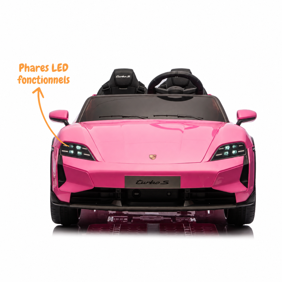 Voiture électrique enfant Porsche Taycan 2 places 24 V rose – Racing Star Pro
