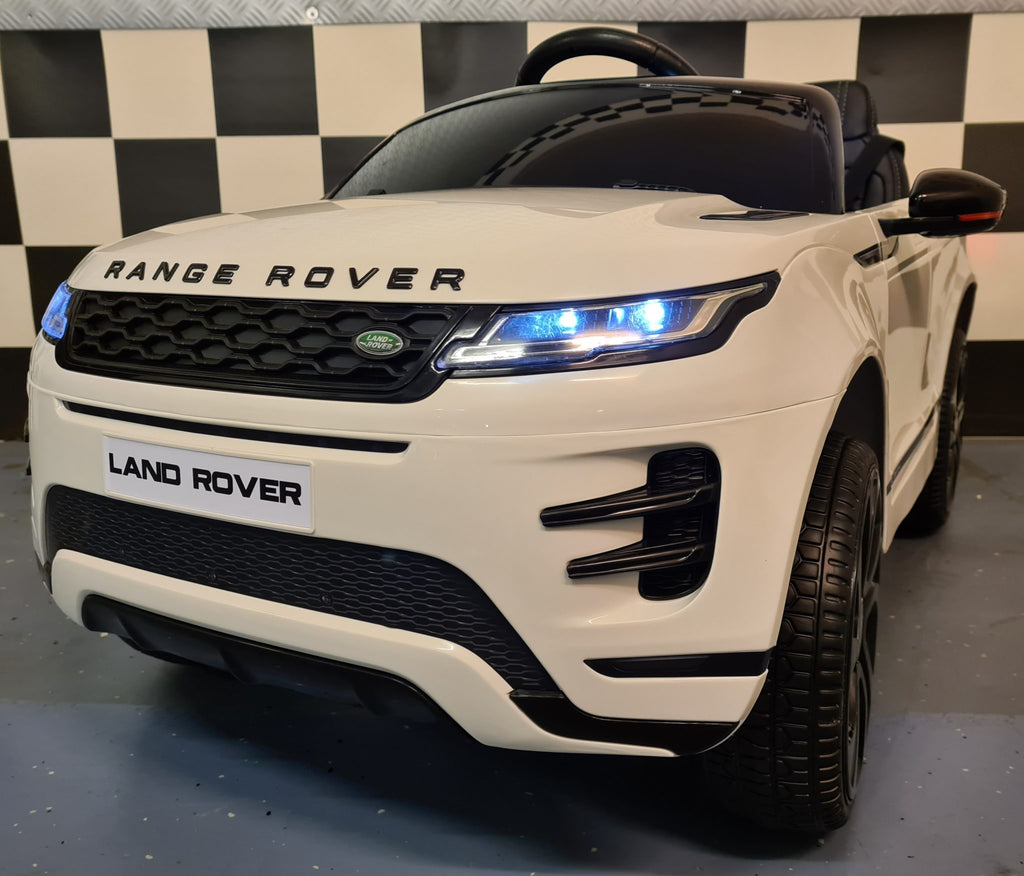 Voiture électrique enfant Range Rover Evoque avec 4 moteurs blanc – Adventure Rider Pro