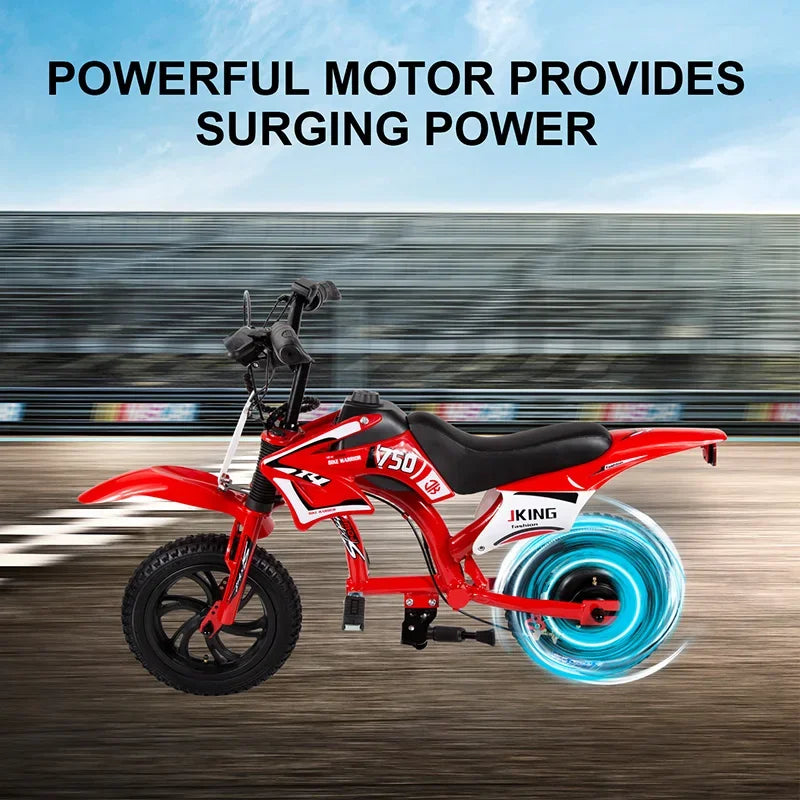 Children's Electric Motorcycle, 200W Electric Cross Bike for Children 12" Tires 16km/h Max Speed 12km Range LED Headlight LCD Display Double Disc Brake for Age 3-8 Years