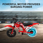 Children's Electric Motorcycle, 200W Electric Cross Bike for Children 12" Tires 16km/h Max Speed 12km Range LED Headlight LCD Display Double Disc Brake for Age 3-8 Years