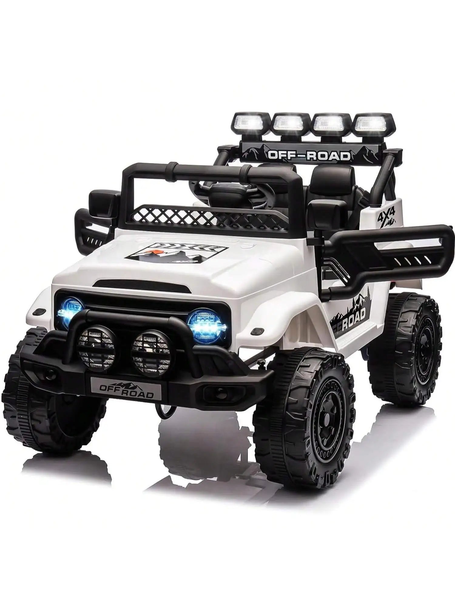HAUSPROFI 12V Kids Electric Car, With Remote Control,Seat Belt,LED Lights,ATV 4 Wheels,Bluetooth Speaker,3-Speeds,Suspension, for 3+ Years