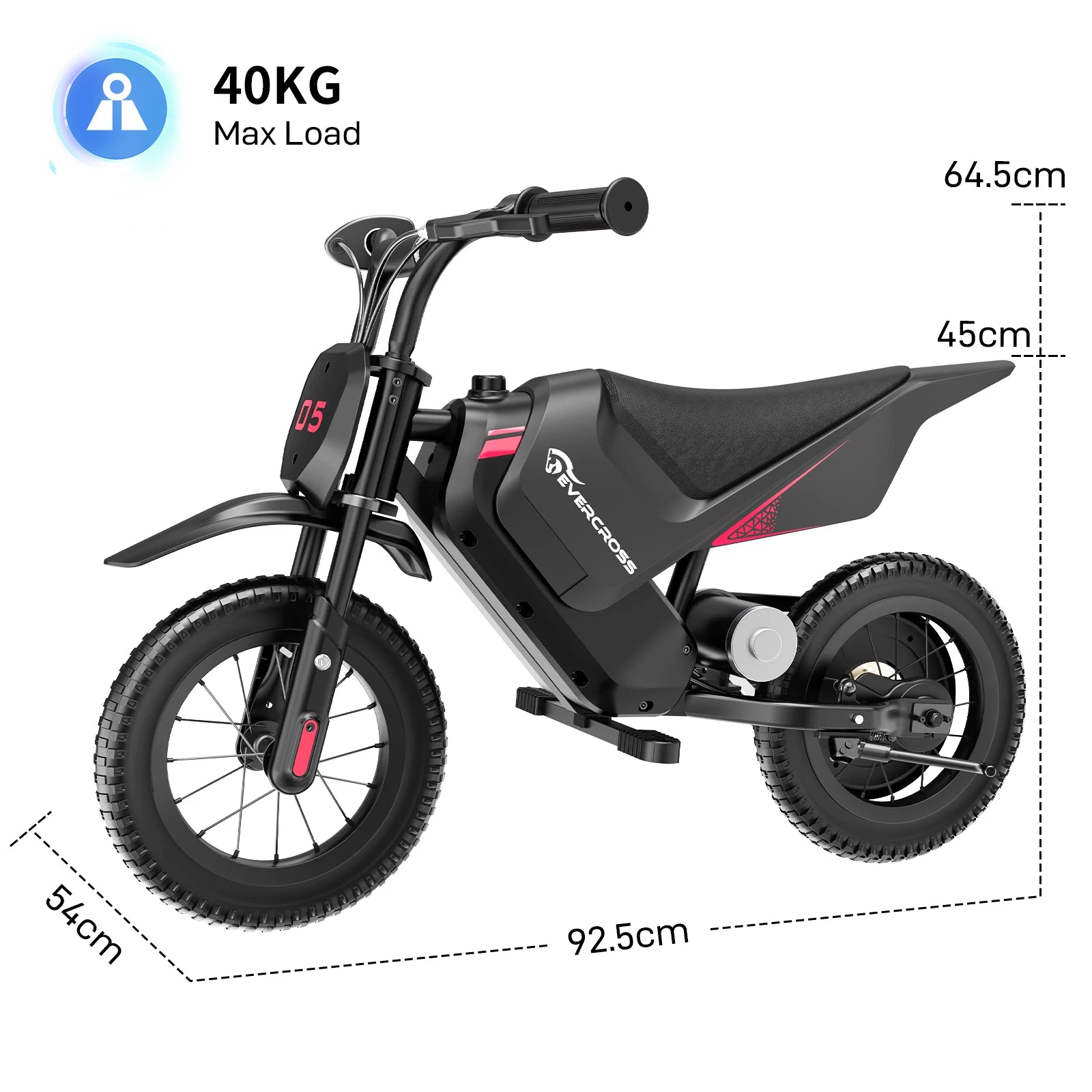 EVERCROSS TECH EV 05M Electric Motorbike for children, 150W, speeds 8/16 km/h, battery life up to 10 km, Motorbike Cross 12 inches for