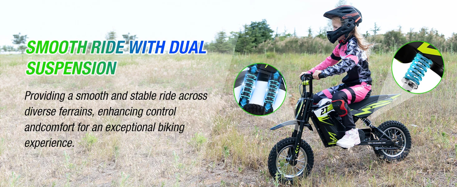 RCB R9X Kids Electric Motorcycle, 3 Adjustable Speeds, 36V 5.2Ah 300W Motor, 15km Range, 25km/h Max Speed, 12" Tires, Safe & Comfortable Design, Children Electric Motorcycle, Ideal Electric Motorcycle Gift for Kids