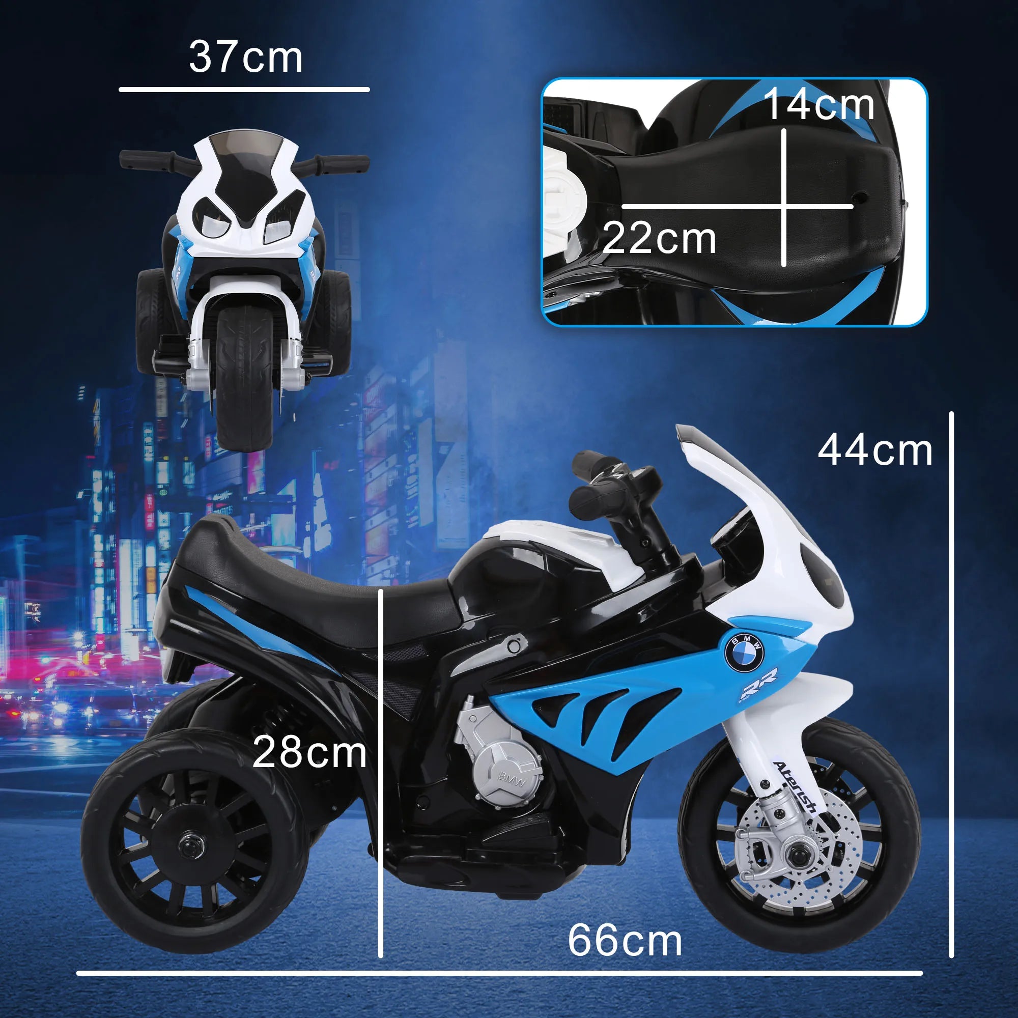 Homcom Electric Motorcycle for Children 18-36 Months 66X37X44 cm Blue
