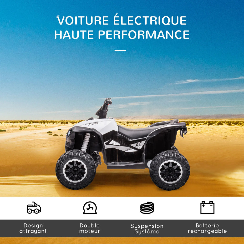 HOMCOM 12 V electric quad for children, electric car for kids with 2 motors and 2 speeds at 3–6 km/h, LED headlights, horn, for a child of