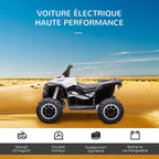 HOMCOM 12 V electric quad for children, electric car for kids with 2 motors and 2 speeds at 3–6 km/h, LED headlights, horn, for a child of