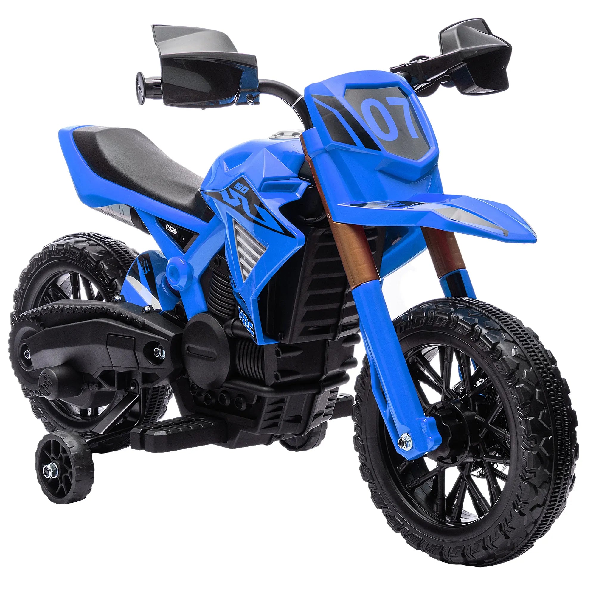 Aiyaplay Electric Motorcycle for Children +3 Years Old 12V Battery Motorcycle for Children with Training Wheels Grip Accelerator and Bo