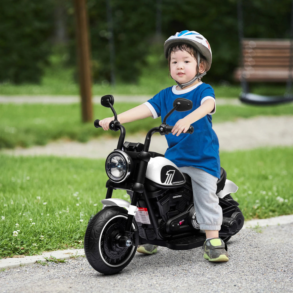 Electric Motorcycle for Children 18-36 Months with 6V Battery Headlight and Detachable Auxiliary Wheels