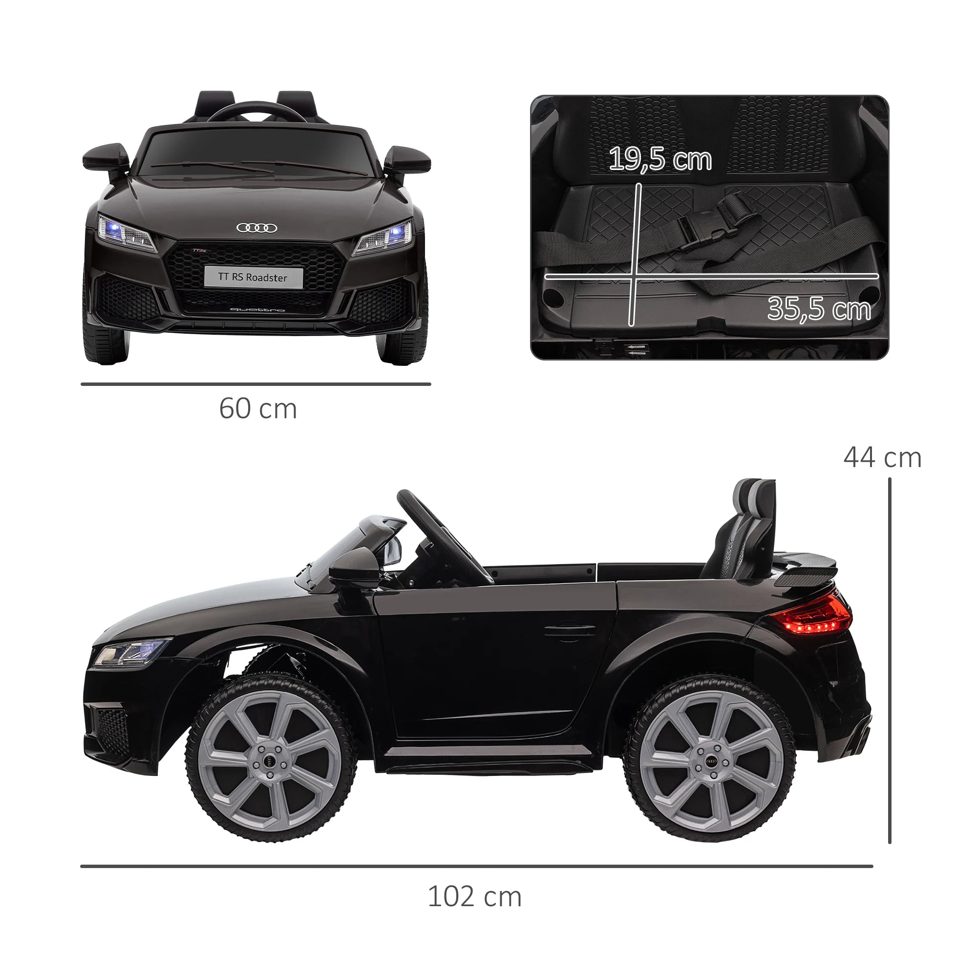Homcom Electric Car for Children 3+ Years Old Audi Tt Electric Children's Car 12V with Speed 3 Km/H Remote Control 102X60X44 cm