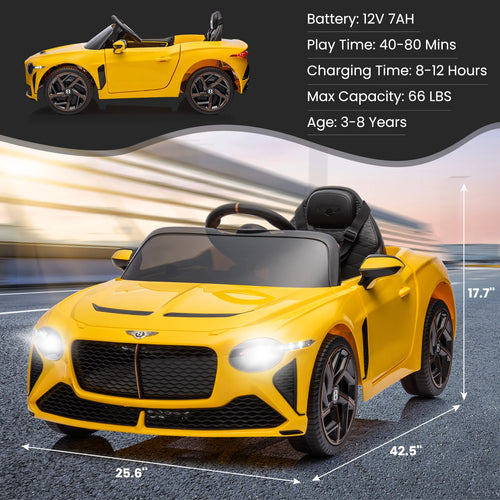12V Ride-On Car for Kids Electric Car Children 3-8 Years with Child Safety, Scissor Door, Suspension, 3 Speed, LED Lights, Horn