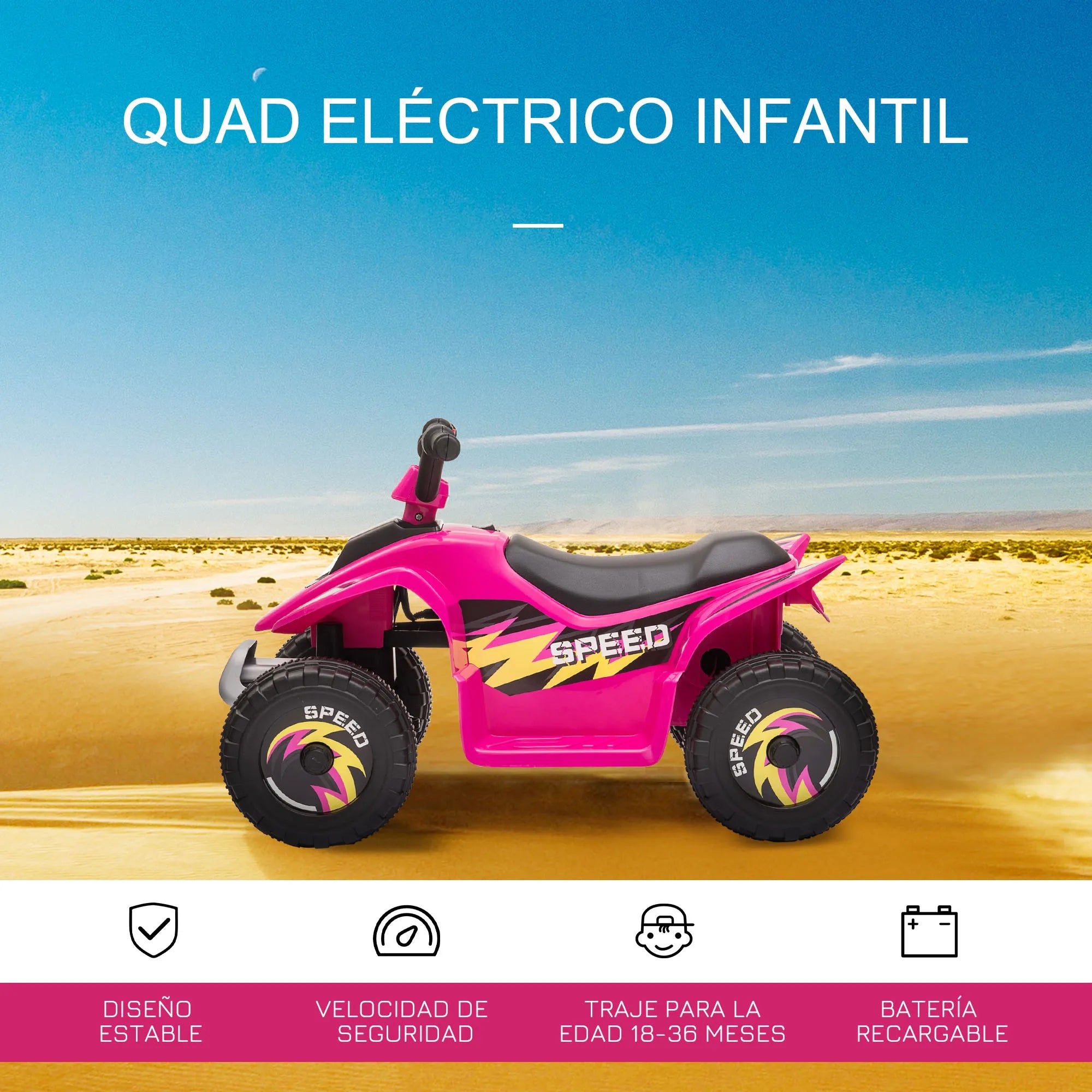 Homcom Electric Quad for Children 18-36 Months 6V Forward Reverse 72X40X45.5Cm