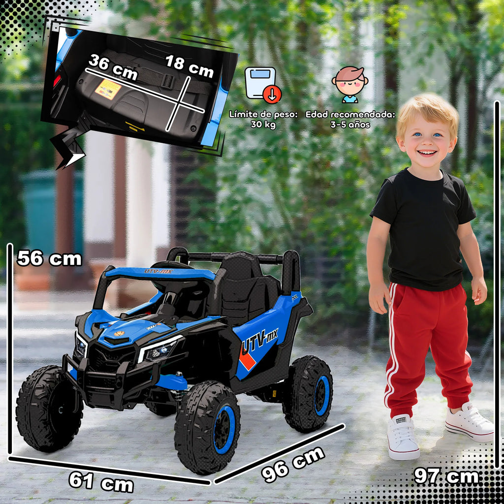 Aiyaplay Electric Car for Children Utv 12V with 2 Motors 2.4g Remote Control Speed up to 7 Km/H Suspension System