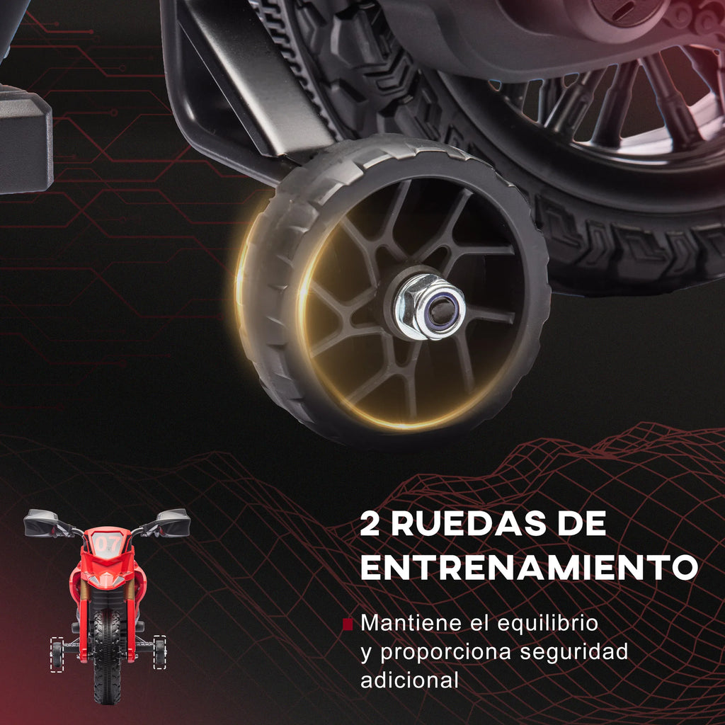 Aiyaplay Electric Motorcycle for Children +3 Years Old 12V Battery Motorcycle for Children with Training Wheels Grip Accelerator and Bo