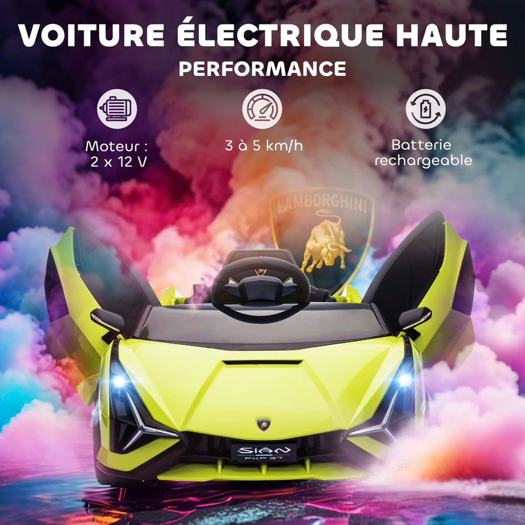 HOMCOM Electric Car for Children Sports Electric Vehicle Lamborghini Sian 12 V - V. Max. 5 km/h with 2.4G Remote Control Eff